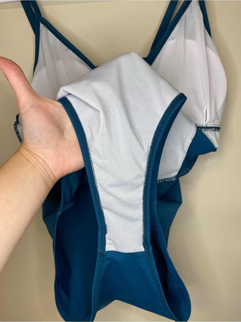 One Piece Swimsuit with Mesh Accents in Teal Blue - Picture 8 of 8